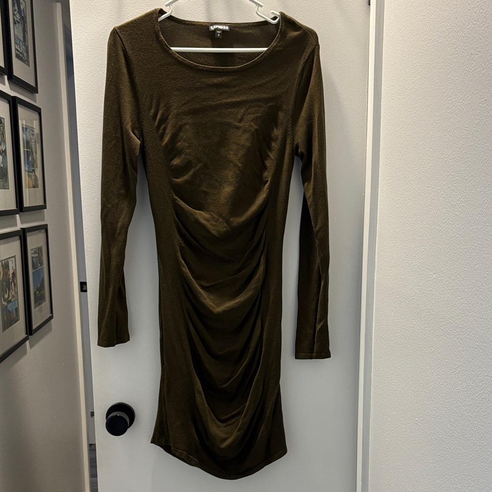 Express Olive Long Sleeve Dress NWOT